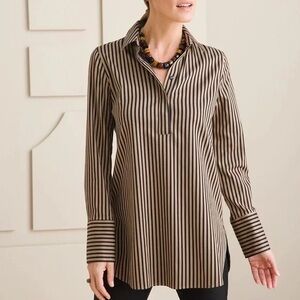 Chico's Black and Tan Striped Men's Shirt